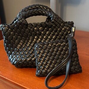 Woven Maggie mini vegan  Tote Bag with mini wrist wallet